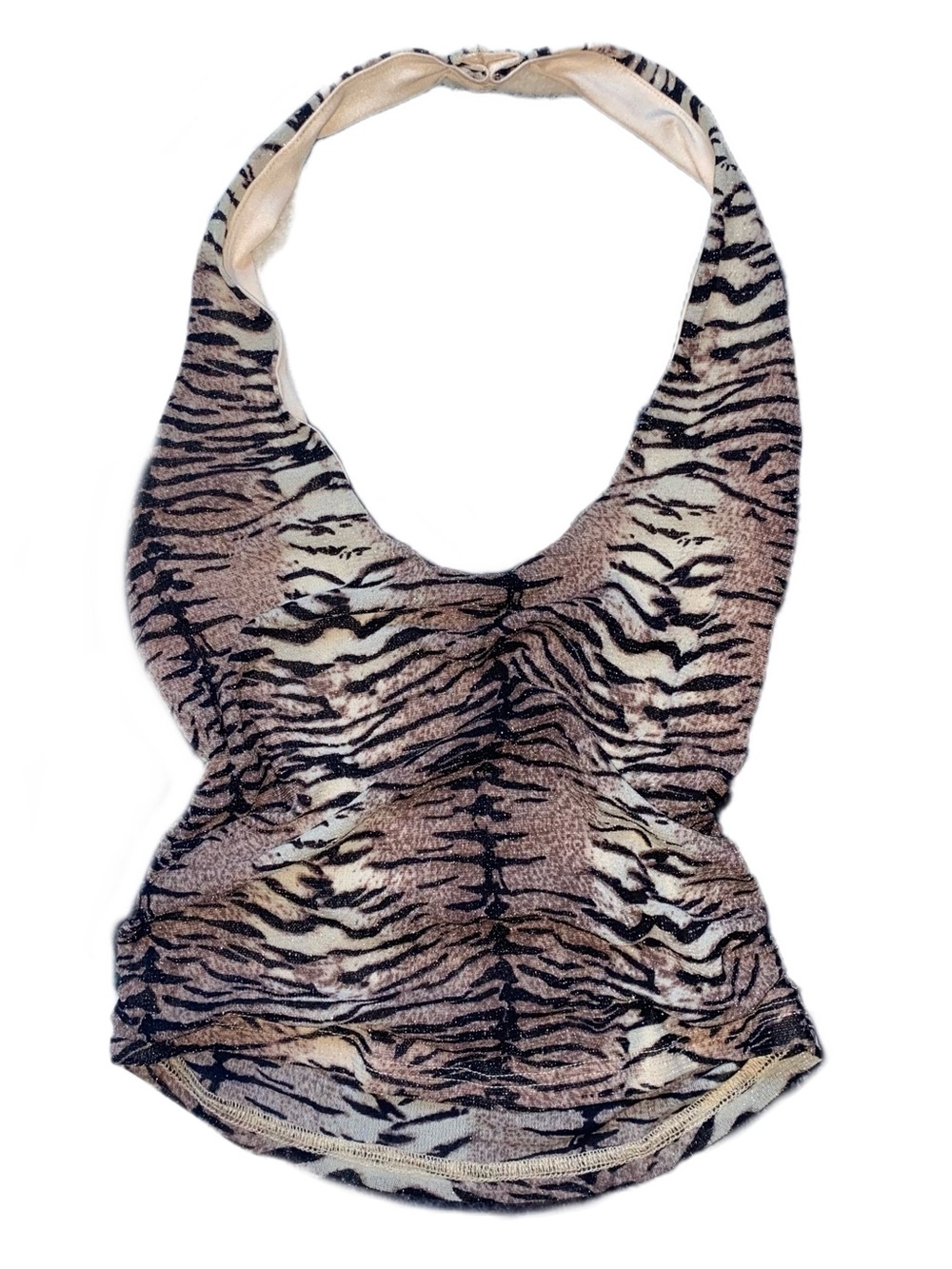 Glitter Tiger Print Halter Cropped Tank Top